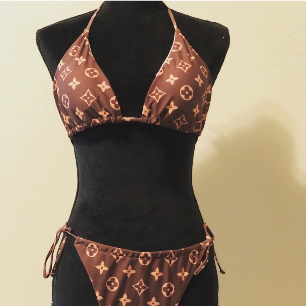 LV brown swim suit