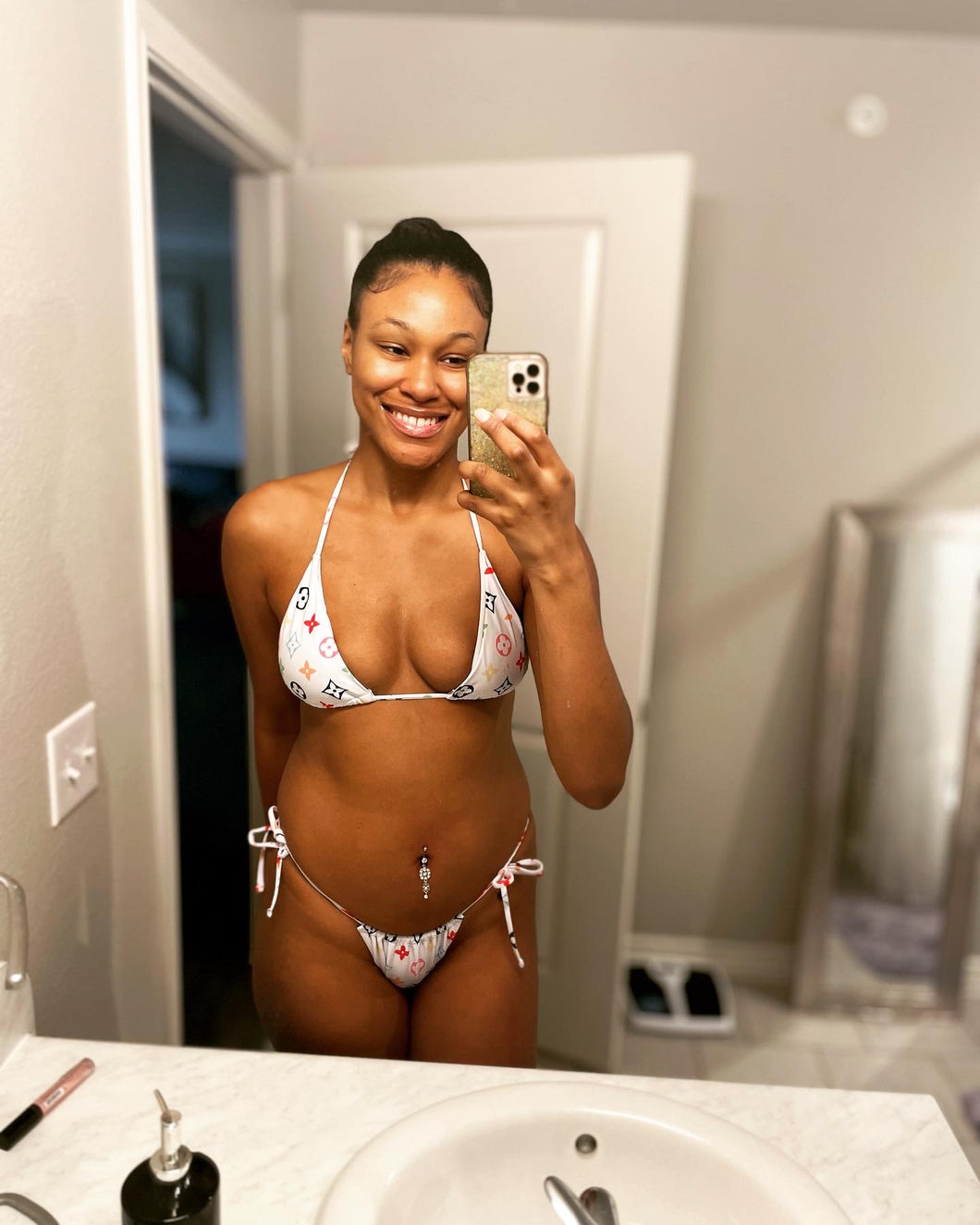LV white swim suit